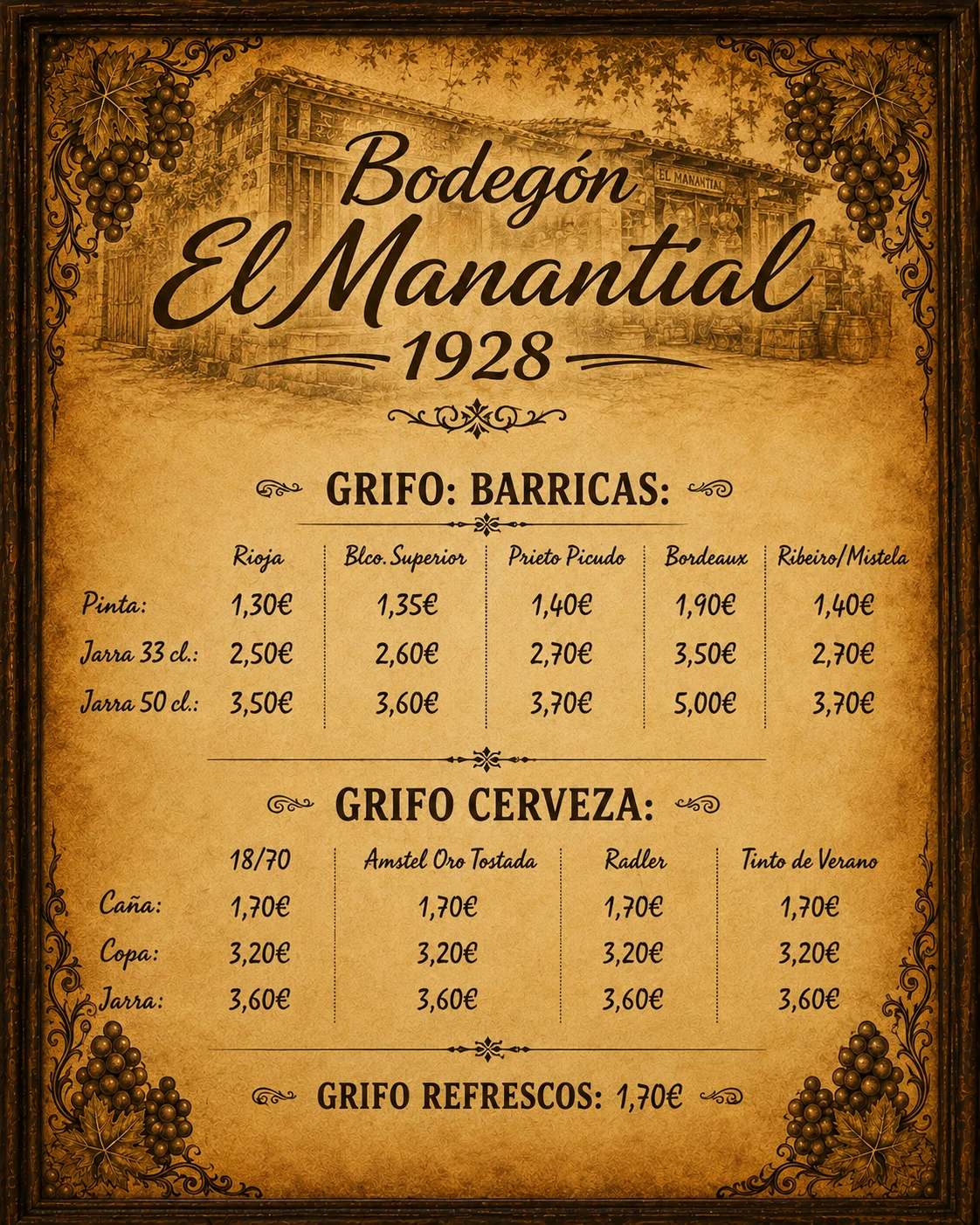 Carta de grifos y barricas