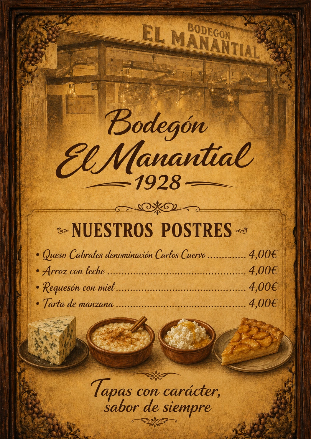 Carta completa de postres