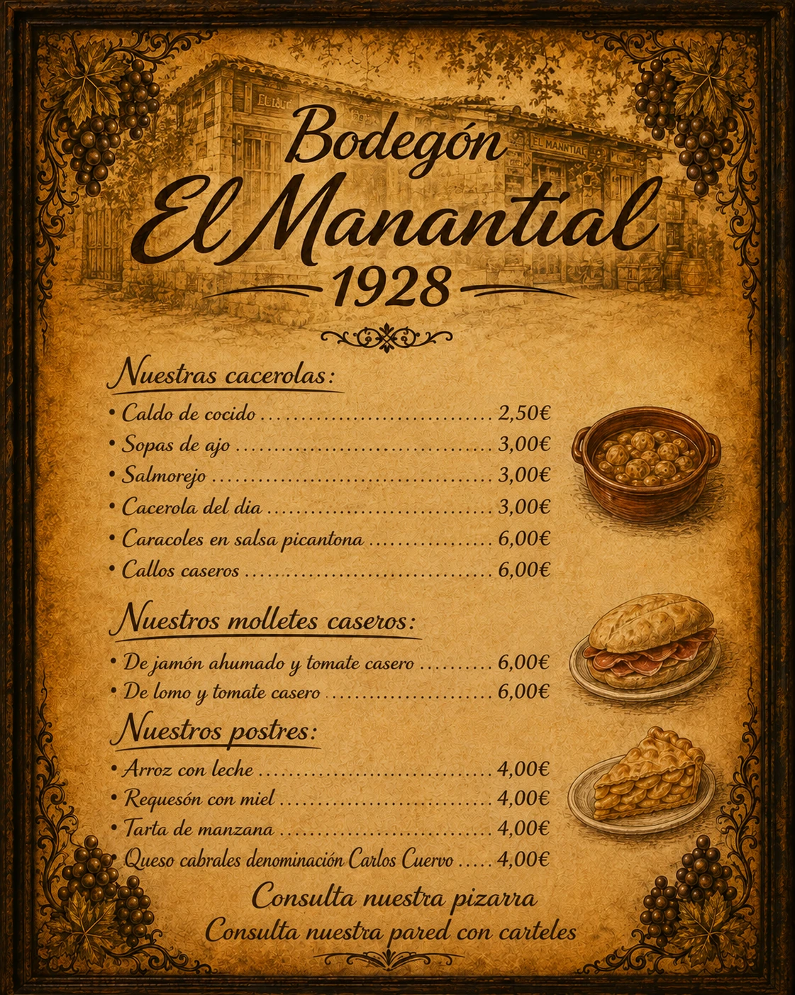 Carta de comida, anverso